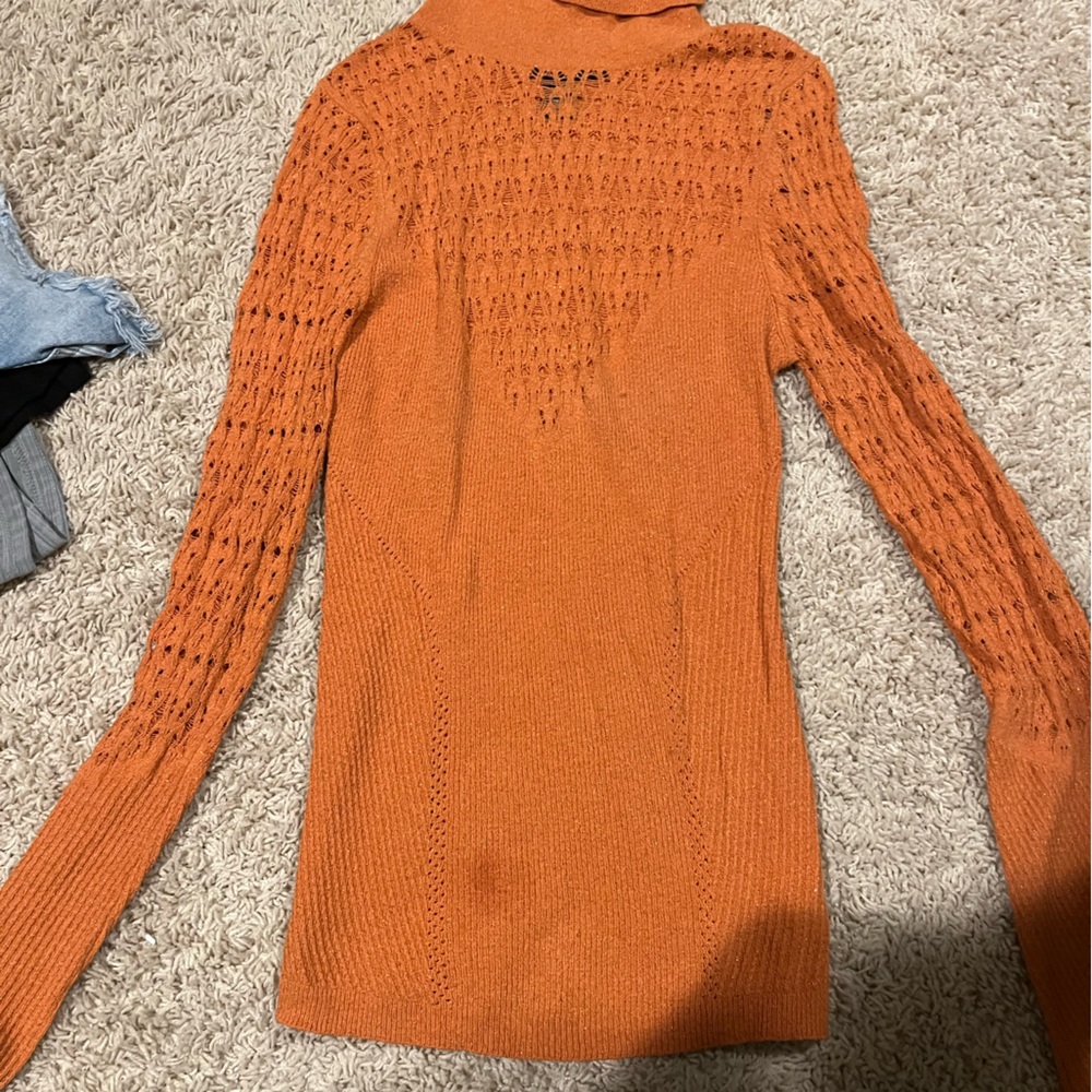 Arden B Orange Turtleneck Sweater